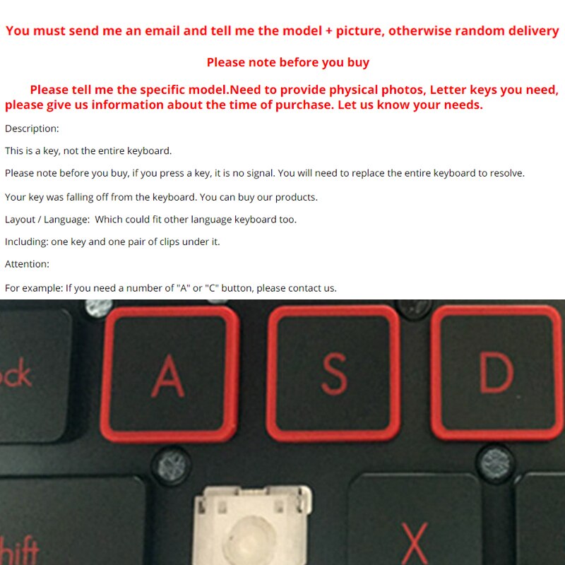 For Acer Nitro 5 AN515-51/52 AN515-53 N16C7 N17C1 Series Laptop Keyboard US Black With Backlit Without Frame: 1 key cap and hinge