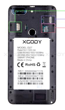 original XGODY D27 phone battery 2500mah 3.8V for XGODY D27 Smartphone Android 7.0 5.5Inch Screen phone