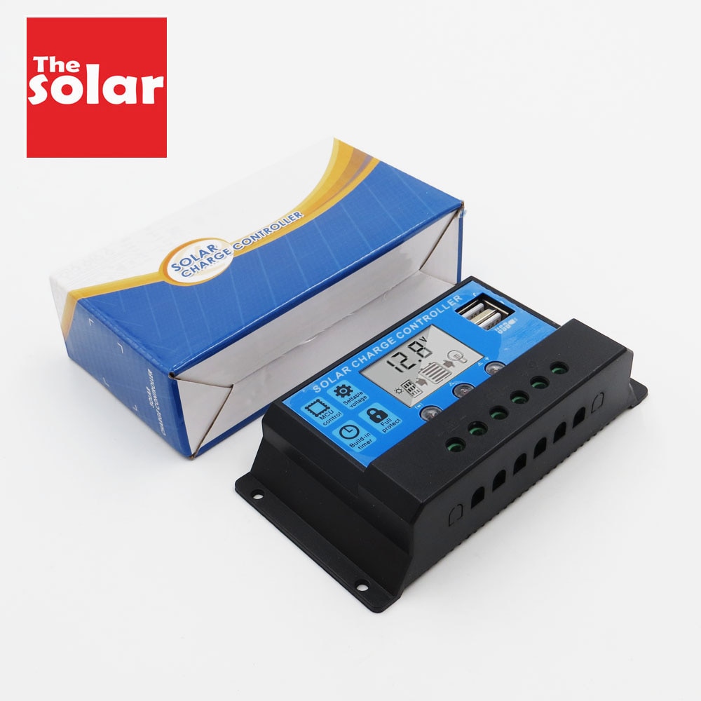 Cargador solar con pantalla LCD de 30, 20, 10 A, 12V, 24V, PWM, controlador de carga solar, USB 5V, usado para batería de plomo y ácido