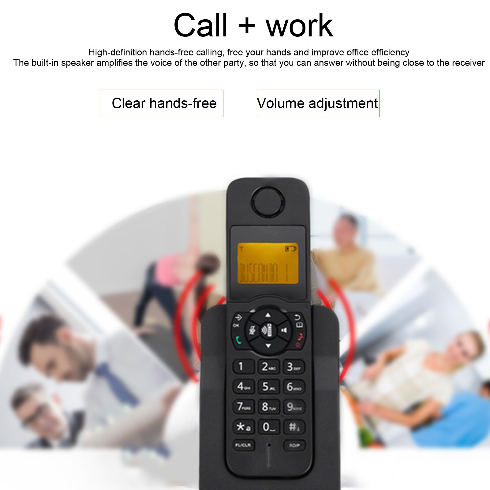 Voip Home Office Expandable Cordless Telephone Hands‑Free Call with Caller ID US Plug 100‑240V