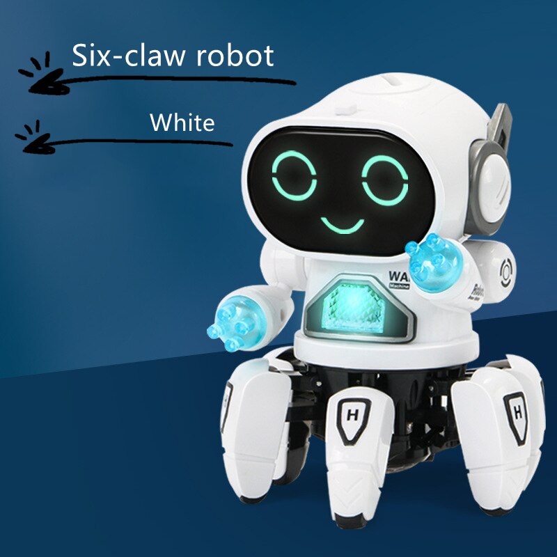 Mini jouets pour enfants, 6 griffes, pieuvre, Robot ABS, lumières LED, musique dansante, colorés, pour garçons et filles, 2022: Black