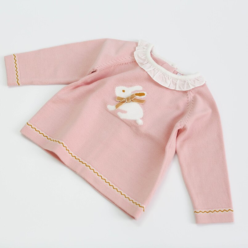 Cartoon bunny newborn baby girls long sleeve sweater cotton knitted pullovers for girls tops clothes children sweater 0-2: pink / 6M