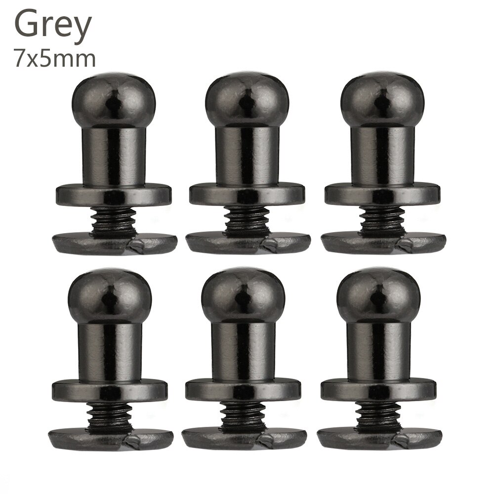 10Pcs/Pack Monk Head Screws Leather Craft Belt Wallet Solid Brass Nail Rivets Screws Bags Tacks Clothes Accessories: grey 7X5mm