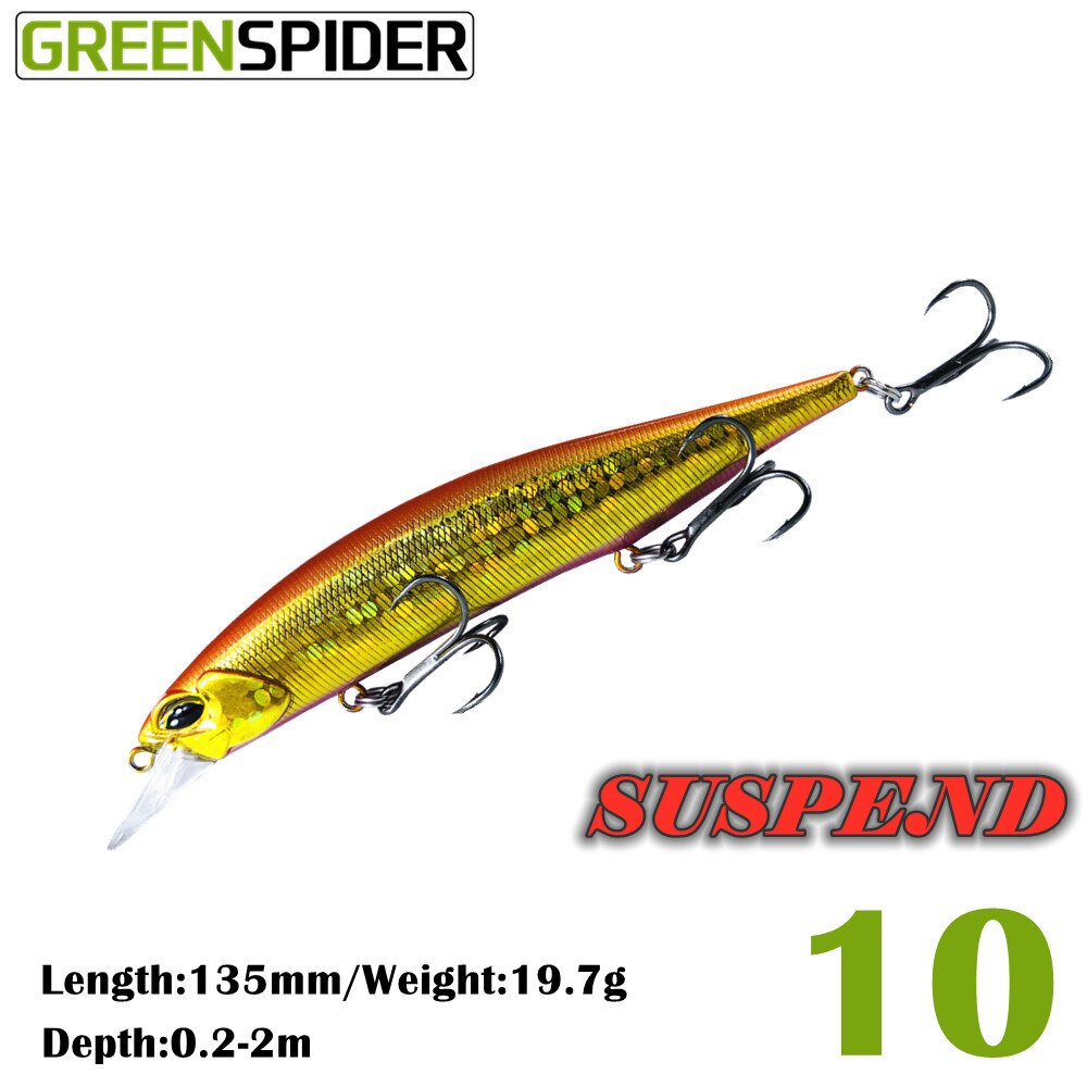 GREENSPIDER Suspend JERKBAIT Fishing Lure 135mm 18.2g Wobbler Minnow Tungsten Longcast Bass Pike Bait Lure Tackle: 10