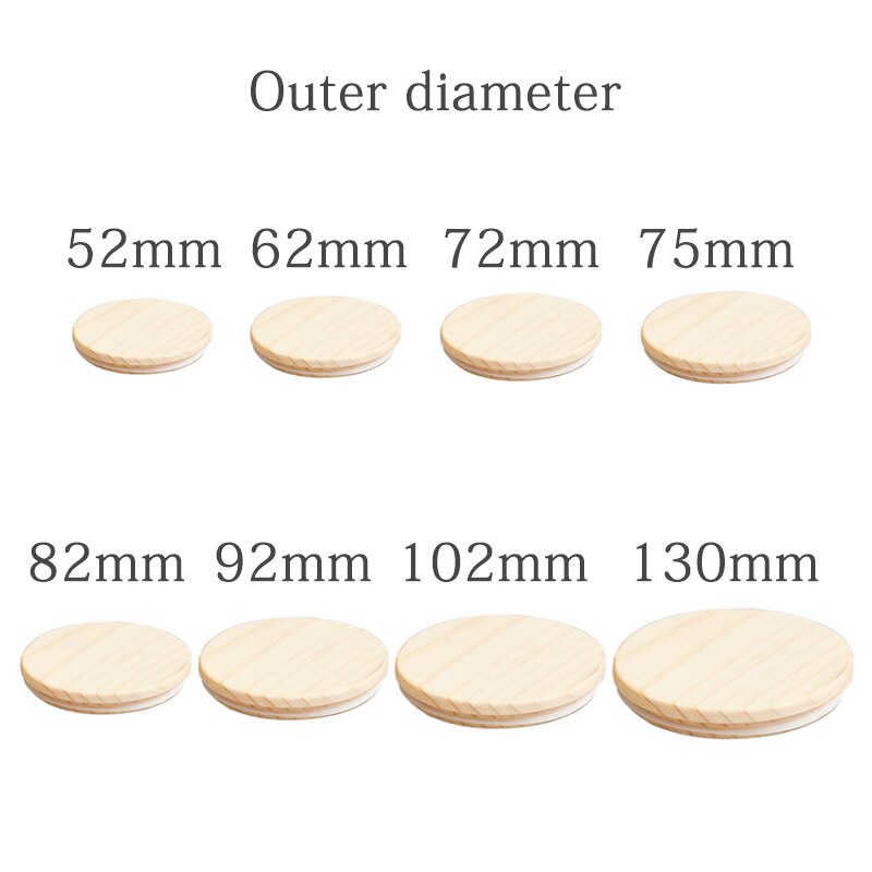 Natural Pine Wooden Cover Lid Reusable Kitchen Tissue Bottle Sealing Cap Canned Storage Mason Jar Lids Wide Mouth Cover Wood Lid