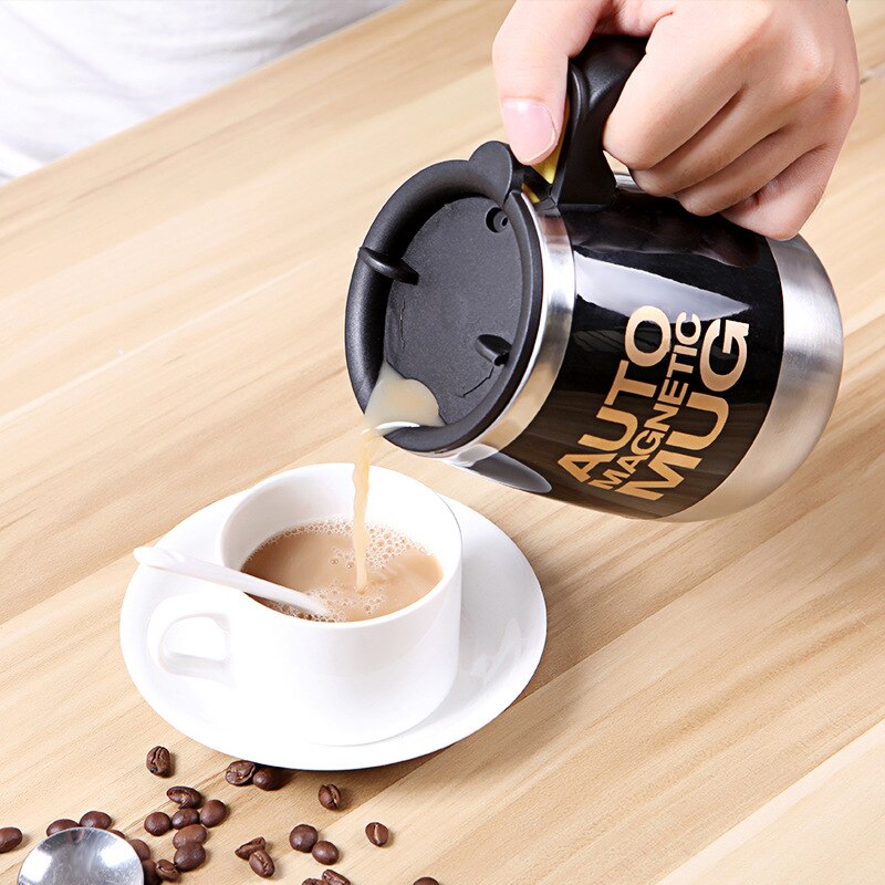 Taza auto agitadora creativa de acero inoxidable, taza agitadora magnetizada, taza de café mezcladora automática de leche, tazas de café antiquemaduras