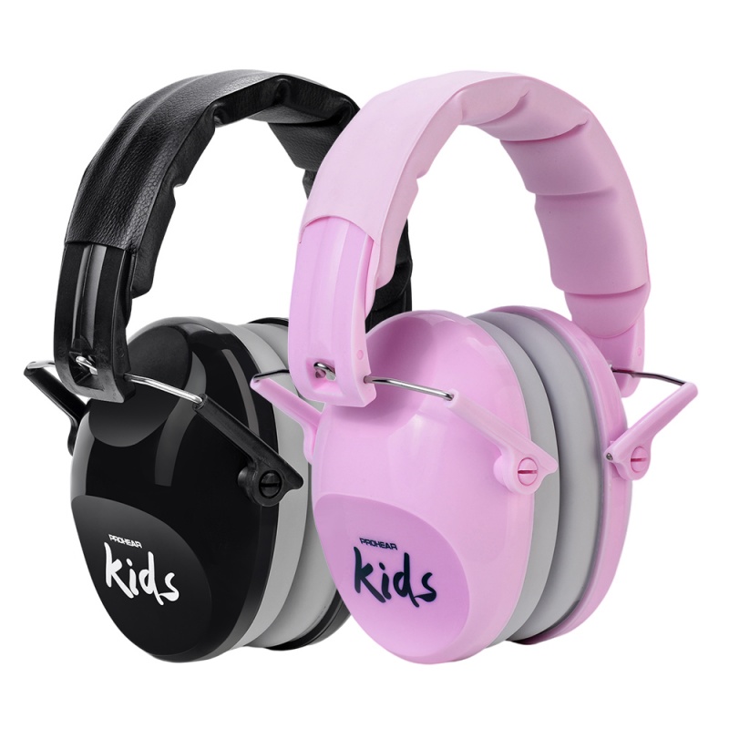 Prohear kinderoorkappen zwart, veiligheidsgehoorbescherming, verstelbaar, roze ruisonderdrukking, gehoorbescherming voor peuters en kinderen: Wit