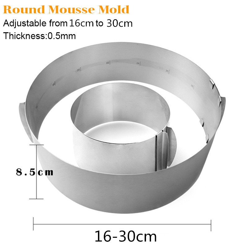 Verstelbare Rvs Cakevorm Cookie Fondant Mousse Ring Bakken Tool Cakevorm Gebak Accessoires Cake Decorating Gereedschap