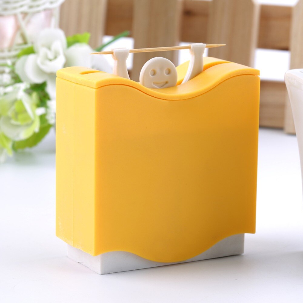 1 peso de la pc elevador Soporte automático para palillos de dientes cubo palillo diente recoger organizador caja cure-dent mesa de bar casera Decoración Accesorios