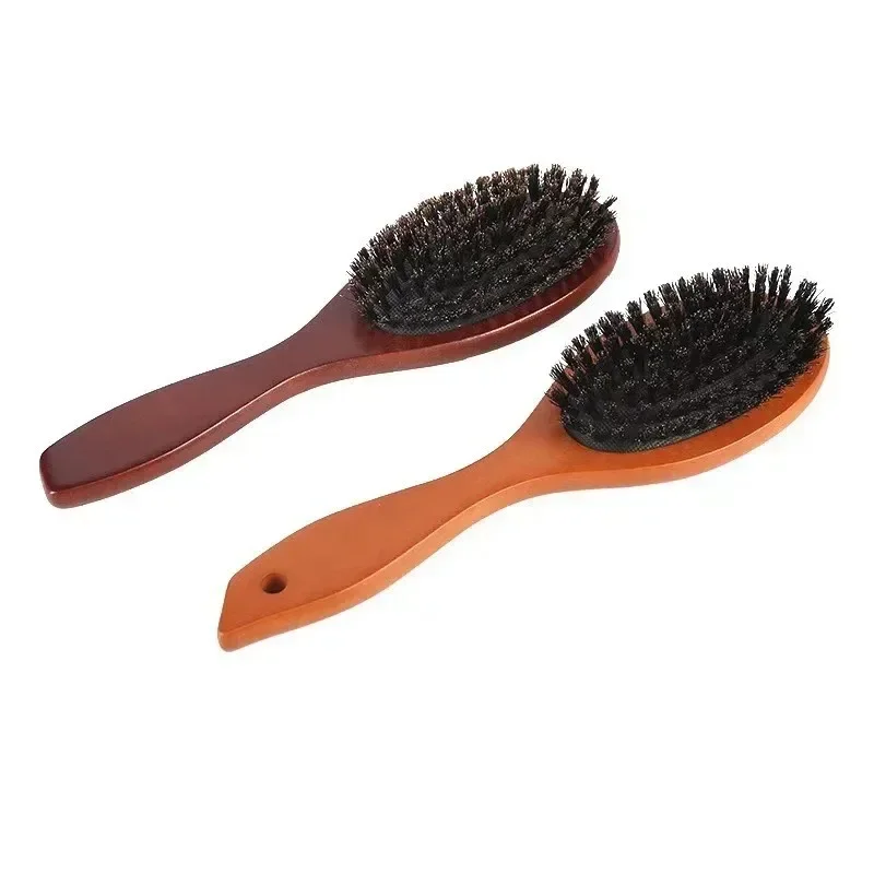 Natural Boar Bristle Brush Comb Anti-Static Oval Hairdressing Hair Styly Comb Wood Woman Hairbrush
