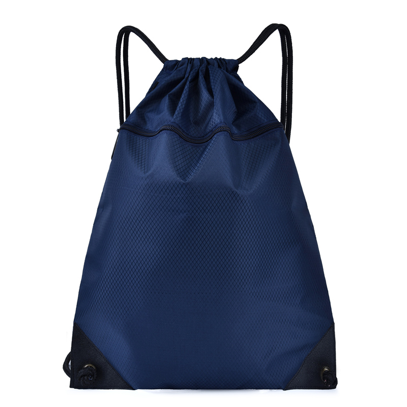 Trekkoord Rijden Rugzak Gym Kleding Schoenen Tas Waterdicht Grote Capaciteit Eco Vriendelijke Opvouwbare String Vrouwen Boodschappentas: Dark Blue-L