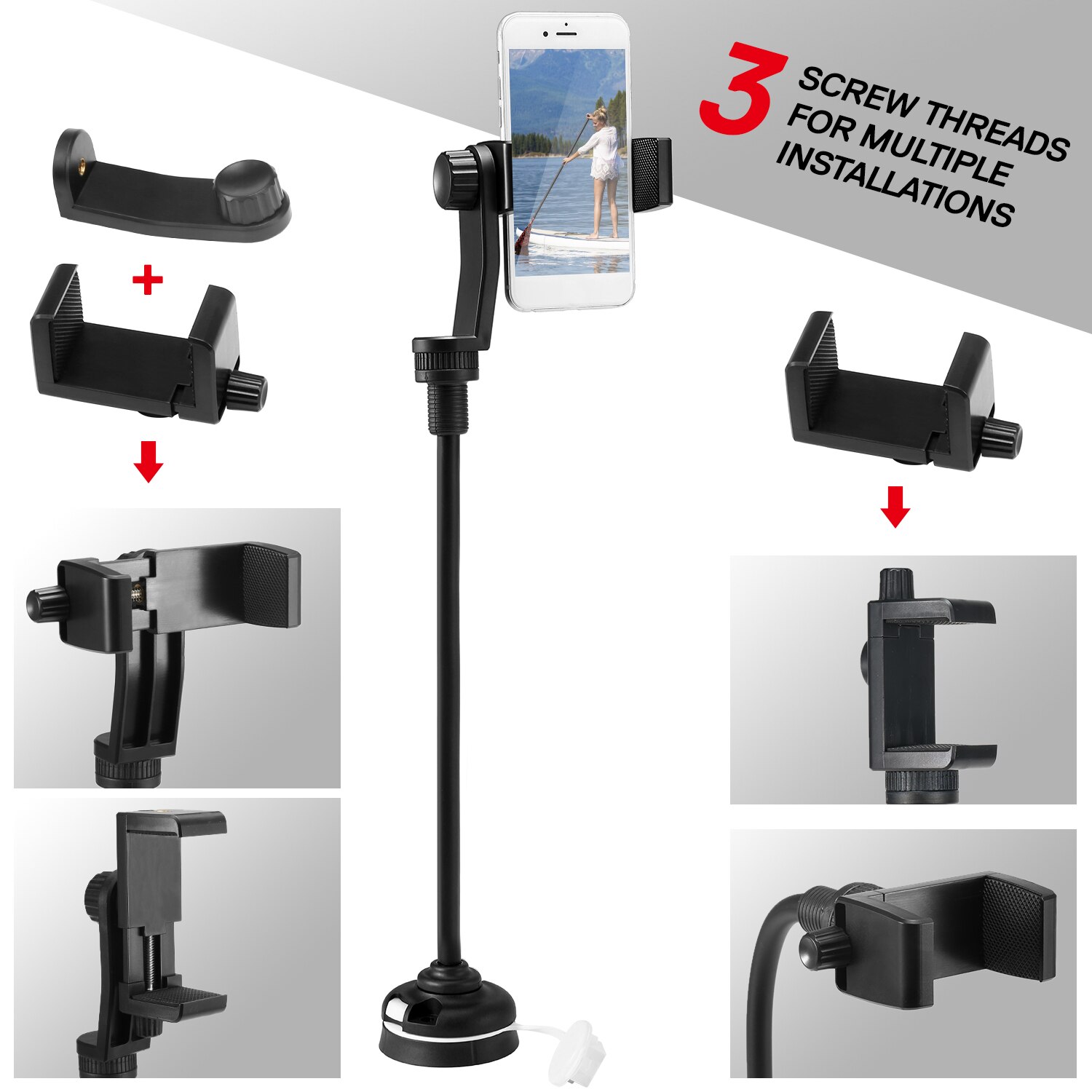 Soporte Universal para barco para teléfono Kayak soporte para cámara canoa con brazo largo Flexible