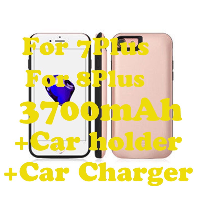 Portable Power Bank Pack Backup External Battery Charger Charging Magnet Protective Case Cover For iPhone 7 8 Plus: 7P 8P 3700mAh Rose