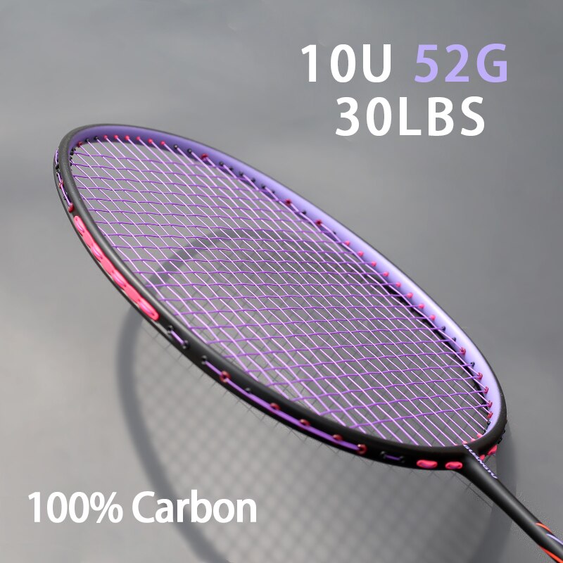 Professonal 10U 52g G4 13KG Full Carbon Fiber Badminton Rackets Strings Max Tension 30LBS Racquet With Bags Training Racket