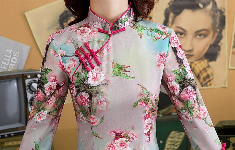 Chinese Traditionele Stijl Rayon Cheongsam Elegante Vrouwen Handgemaakte Knop Jurk Mandarijn Kraag Sexy Korte Jurk Maat S-XXXL