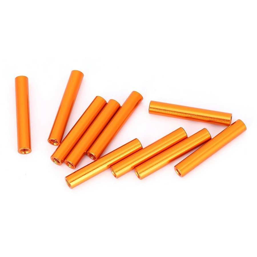10Pcs M3x30 Round Aluminum Standoff Column Spacer Stud Fastener Rods Orange stainless wire sleeve insert