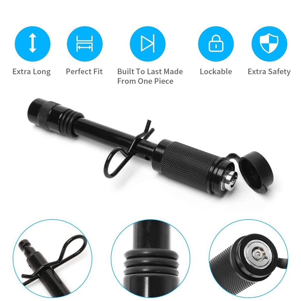 Trailer Hitch Lock Pin Set, 5/8" Black Tow Hitch Receiver Lock with Anti-Rattle, Extra-Long Locking Hitch Pin with Heavy Duty