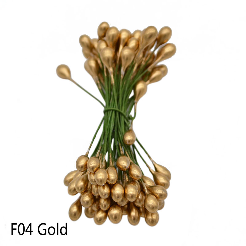 50pcs 10mm Double Heads DIY Artificial Mini Pearl Flower Stamen Pistil Floral Stamens DIY Scrapbooking Craft For Wedding Party: F04