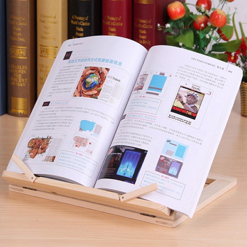 Houten Cook Book Stand Reading Boek Recept Houder Met Pagina Papier Clips Opvouwbare Station Voor Tablets Mobiele Telefoons