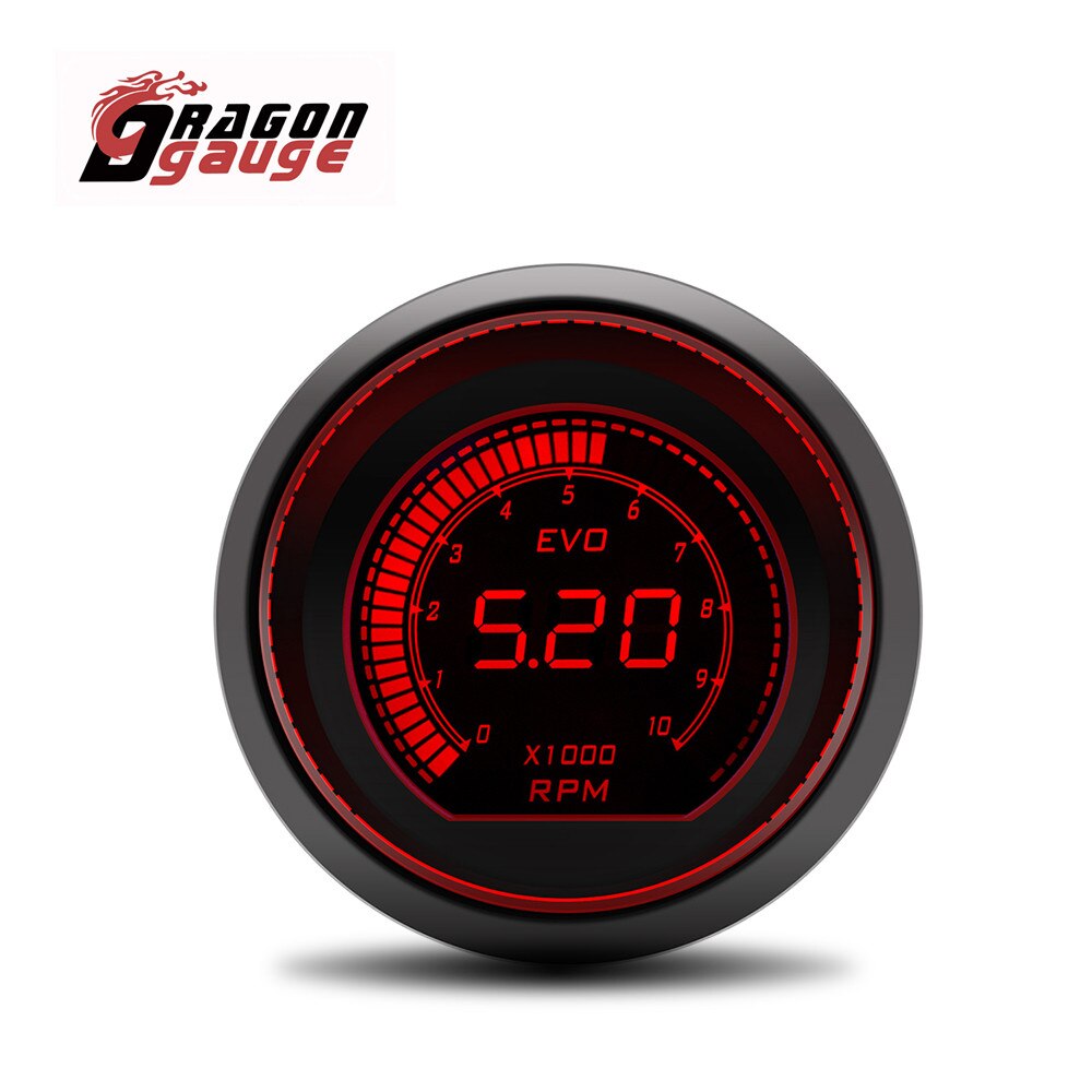 DRAGON GAUGE 52mm Tachometer Voltage Water Temp Oil Temp Oil Press Boost Vacuum Air Fuel Ratio Exhaust Temp LED Digital Display: army green