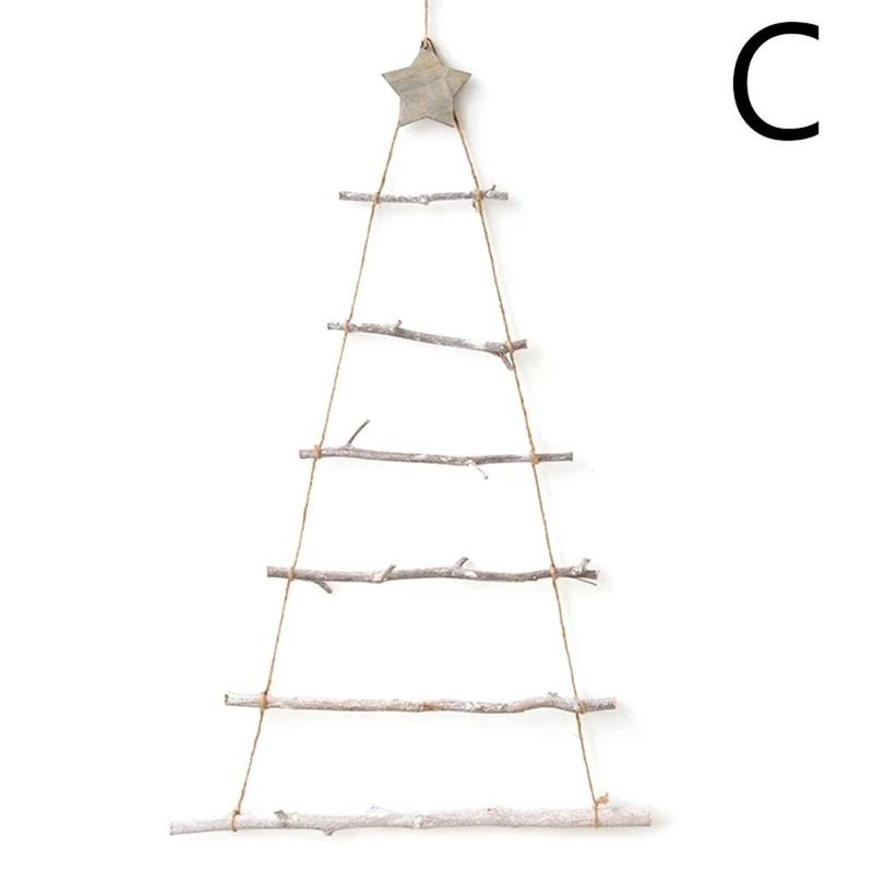 DIY Wooden Wall Hanging Christmas Tree Wooden Wall Hanging Xmas Year Decorations For Home Christmas Tree Ornaments D2C6: C