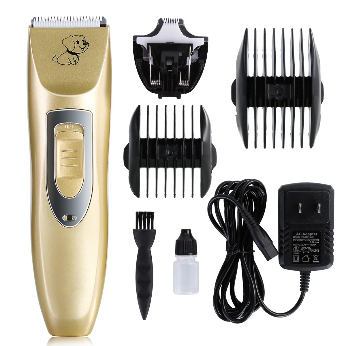 Pet Hair Clipper Low Noise Cordless Rechargeable Electric Dog Cat Grooming Trimming Kit Hair Clippers With AC Power Adapter