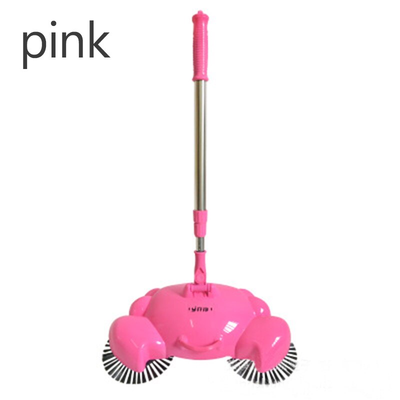 Automatic Hand Push Sweeper Broom Without Electricity Magic Lazy Household Cleaning Broom Dustpan Combination Package: Pink