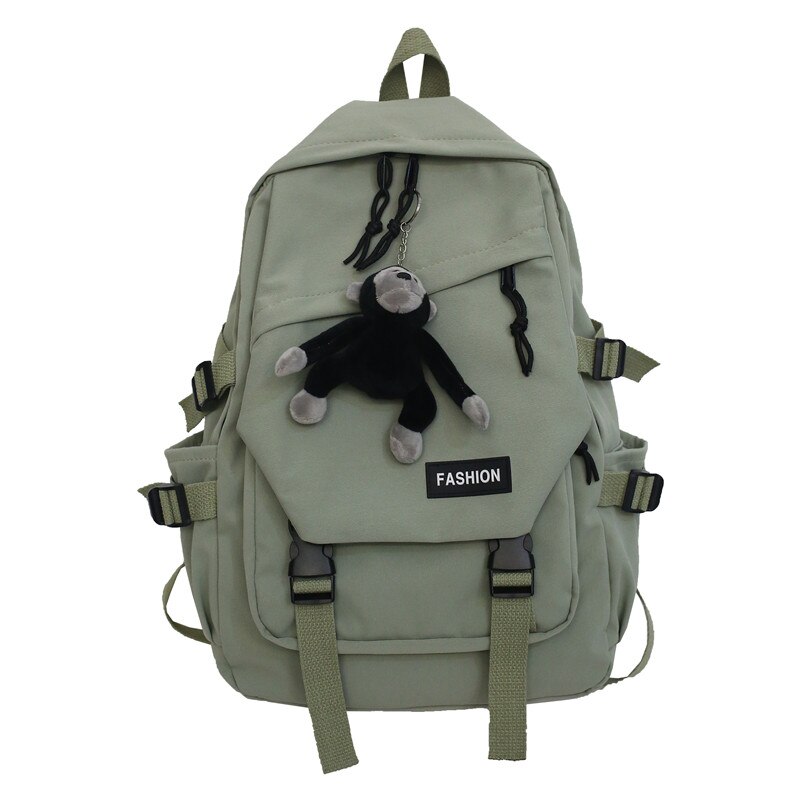 Hocodo Mode Vrouwen Rugzak Waterdicht Nylon Unisex Schooltas Effen Kleur Mannen Schoudertas Vrouwelijke Student Rugzak Reistas: Army Green