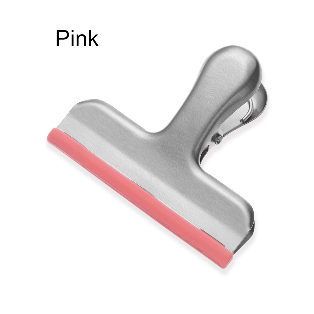 Roestvrij Staal Voedsel Opslag Clip Chip Zakken Tang Met Siliconen Strakke Seal Bag Clips Breed Duurzaam Keuken Accessoires 8Cm: Roze