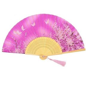 Abanico de seda cruda artesanías chinas estilo chino señoras viento artesanía abanico de seda abanico con estampado de cerezos antigüedad plegado pequeño