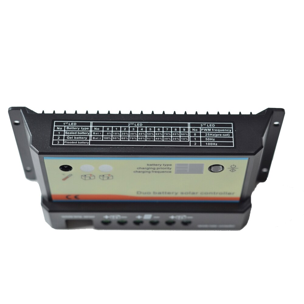 10A 20A Dual Battery Solar Panel Controller 12V 24V Dual Battery Charger Controller Caming Car RV Boat Solar Charging System