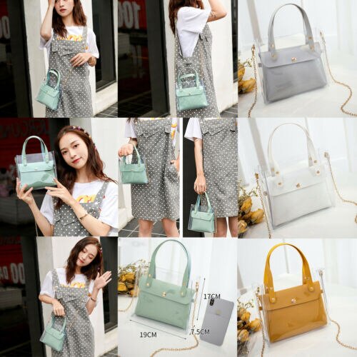 Sommar klar transparent pvc axelväskor kvinnor godis färg kvinnor gelé väskor handväska enfärgade midjeförpackningar