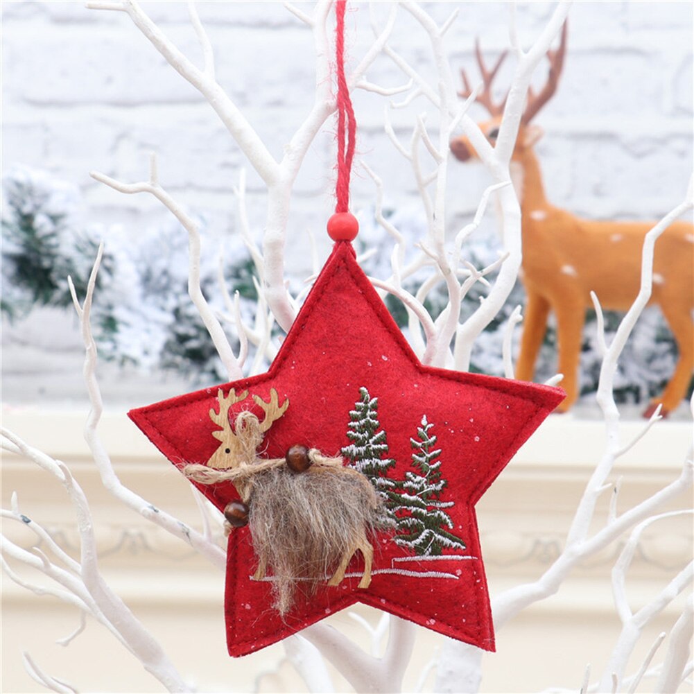 Kerstboom Ornamenten, Kerst Decoraties van Gouden Sterren, voor Kerstmis Opknoping Ornamenten Dak Smeedijzeren Vijfpuntige Ster-Rood 20Cm