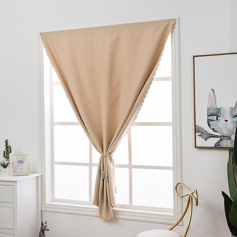 Cortina opaca para dormitorio a prueba de polvo de Color sólido correa de Velcro golpe instalación gratis cortinas cocina cortina para ventana de salón