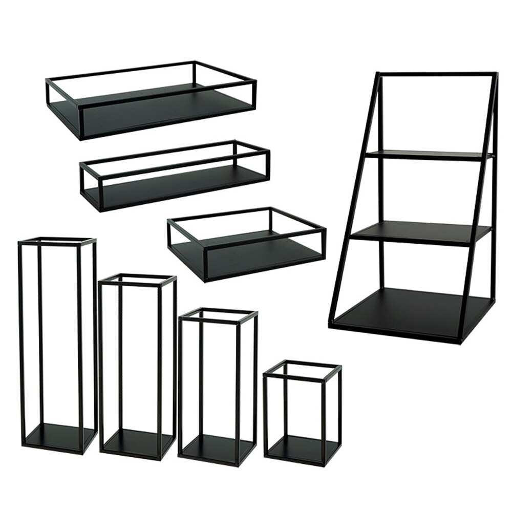 Luxury Storage Racks Geometry Tray Kitchen Bathroom Decorations Storage Tools Accessories 3 Tiers Iron Frame Perfume Holders