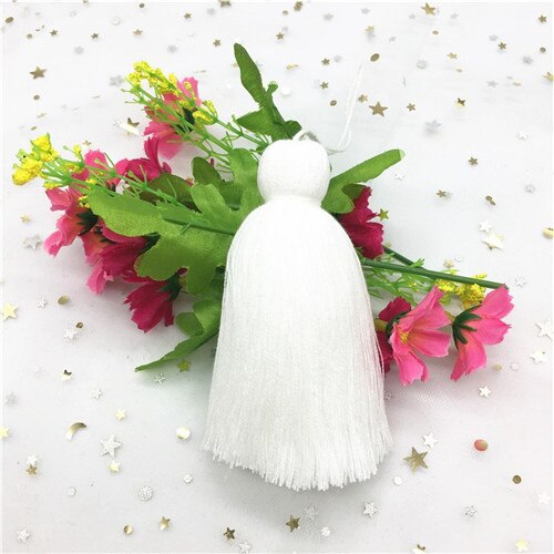 1 st fluffigt kort hängrep tofsar smycken hemtextil gardinkläder hängande hantverk 19cm tofsar diy kläder dekormaterial: Vit