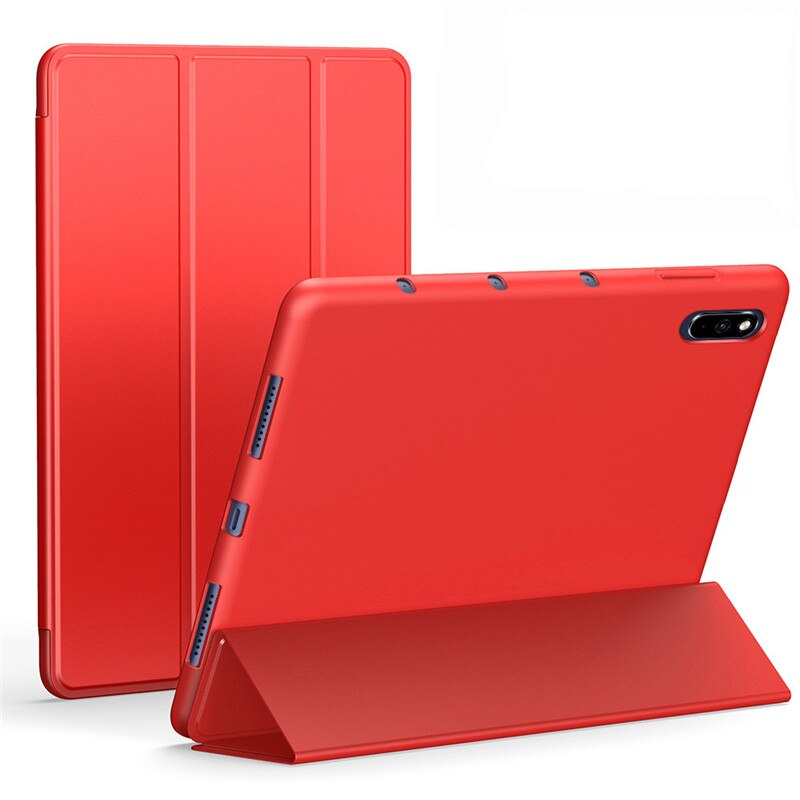 Flip Lederen Tablet Case Voor Huawei Mediapad M5 Lite 10 Silicone Smart Cover Shell Coque Media Pad M5 Lite 10.1 inch Fundas Capa: Red