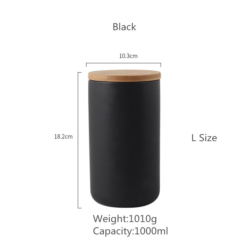 SML Nordic Koffie Opslagtank Keuken Opslag Container Suiker Thee Kruidkruik met Deksels Keramische Opslag Flessen en Potten: black- l size