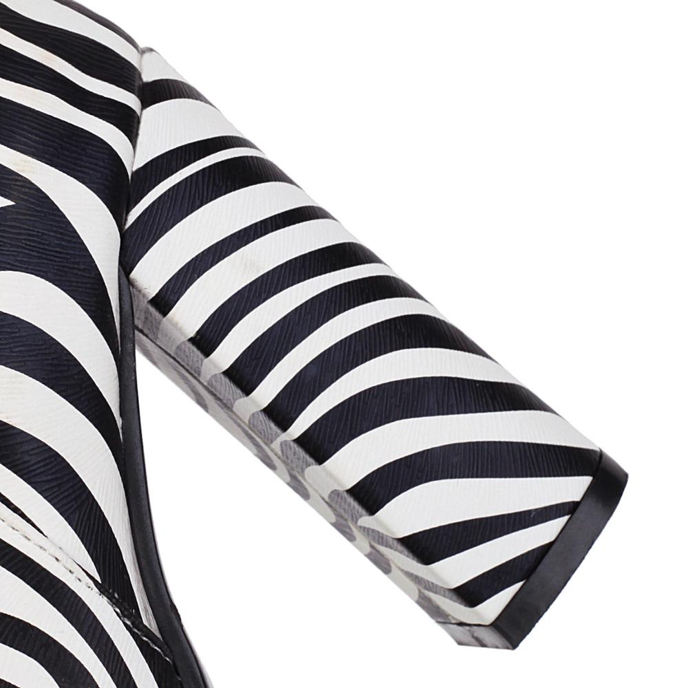 ochanmeb Zebra Print Knee High Boots Women's Big Size 43 Thick High Heeled Autumn Winter Long Boots Woman Pointed Toe Fall Shoes