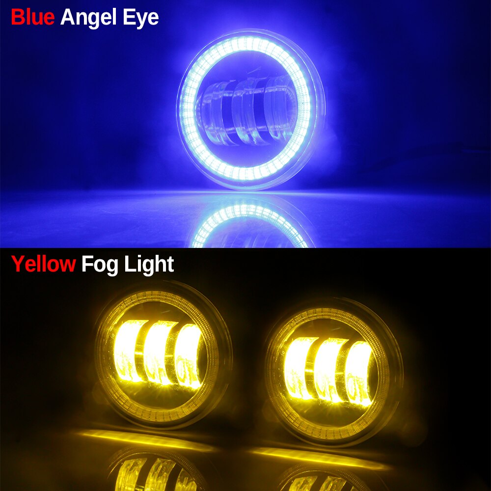 2 Pieces Angel Eye Fog Light For Suzuki Grand Vitara Jimny Swift SX4 Splash Alto Ignis Car LED Lens DRL Fog Daytime Running Lamp: Blue and Yellow