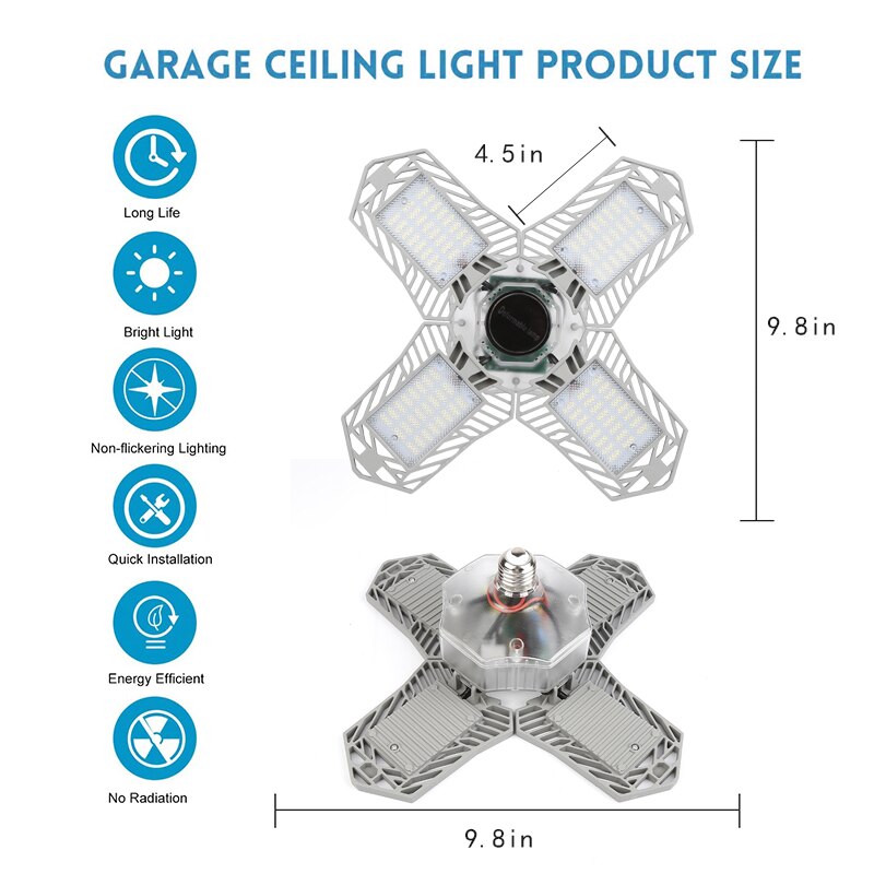 1PC LED Garage Light E26 Light 5~265 VAC Deformation Adjustable Angle High Bay Light Industrial LED Garage Lighting For Garage