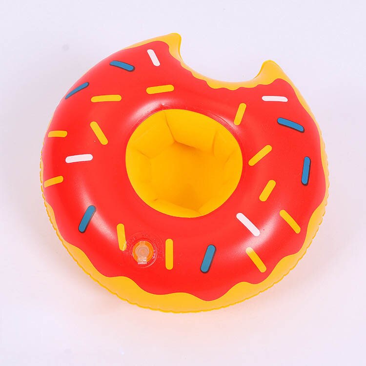 Mini Floating Cup Holder Pool Swimming Water Toys Party Beverage Boats Baby Pool Toys Inflatable Flamingo Drink Holders: Red donut