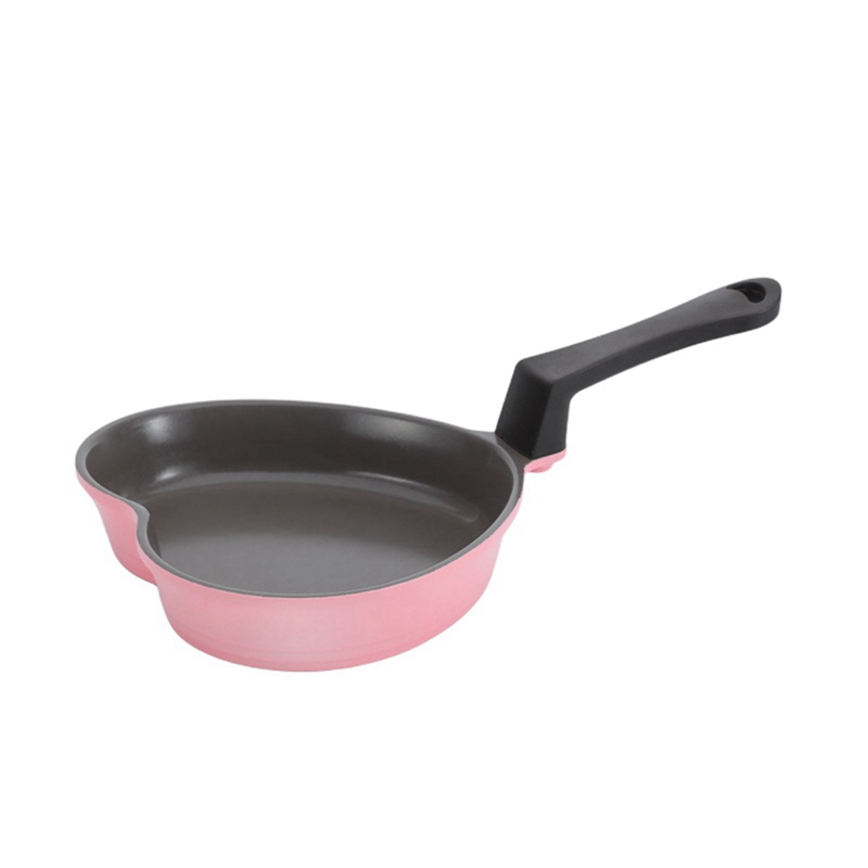 Mini Love Frying Pan Baby Food Supplement Cooking Pot Ceramic Non-Stick Pink Heart-Shaped Small Wok