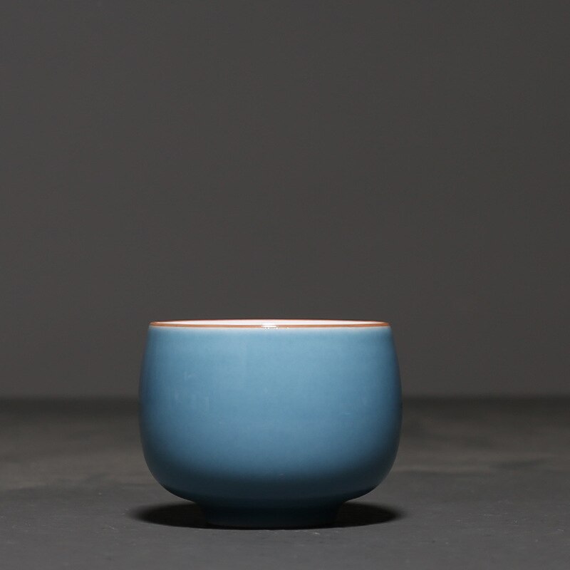 Taza de degustación de cerámica de Color sólido Simple, cuenco de té, juego de té de Kung Fu, taza de té para el hogar, taza maestra de agua, 95ml: Blue