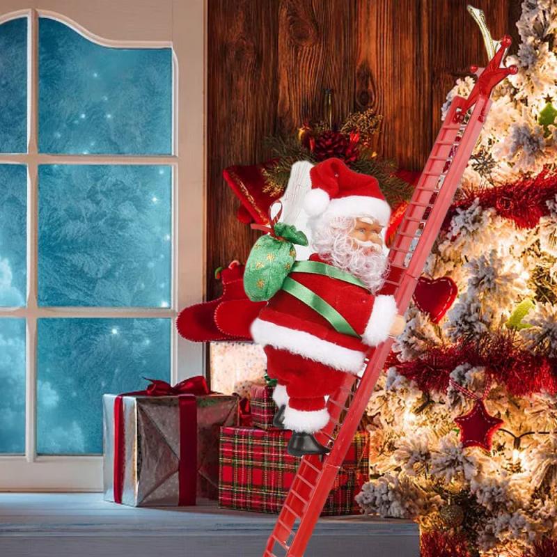 Noël Père Noël Électrique Échelle de Montée Suspendu Décoration De Sapin De Noël Ornements Fête Enfants Directe