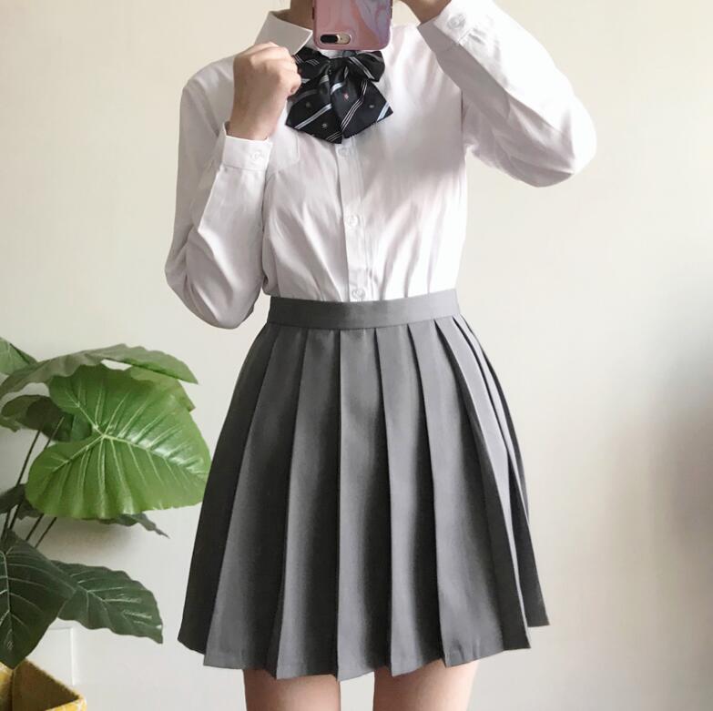 Japanese sailor suit long-sleeved school uniform student wear class Japanese JK uniform shirt skirt bow coat three / set JK004: XL