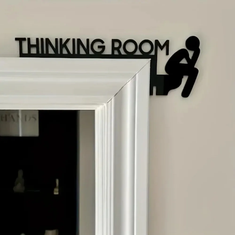 Modern Metal Toilet Door Sign Thinking Room Wall Mount Sculpture A Unique Addition To Home Decor Room Decoration