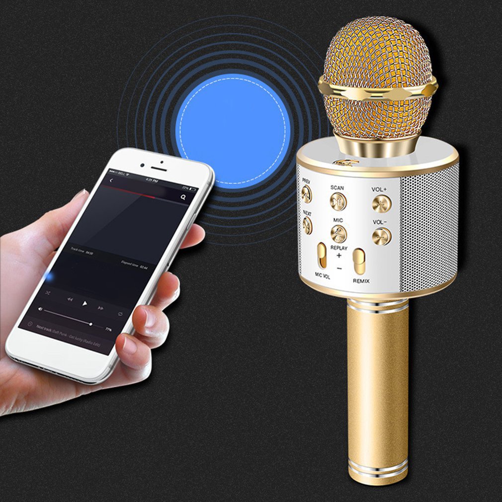 Bluetooth ktv trådløs karaoke håndholdt mikrofon usb-afspiller mikrofon højttaler bærbar jul fødselsdag hjemmefest