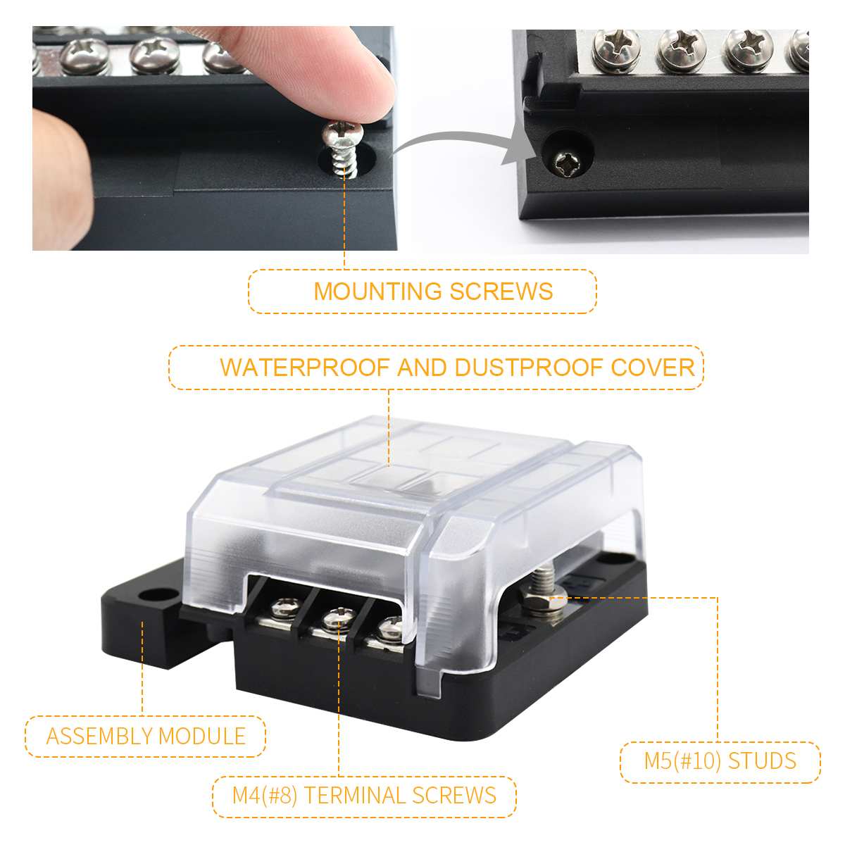12P Negative Bus Bar with 4 Screws DC32V for ATP Fuse Blocks Plastic/Metal Heavy Negative Common Bus Bar Terminal Block Fuse box