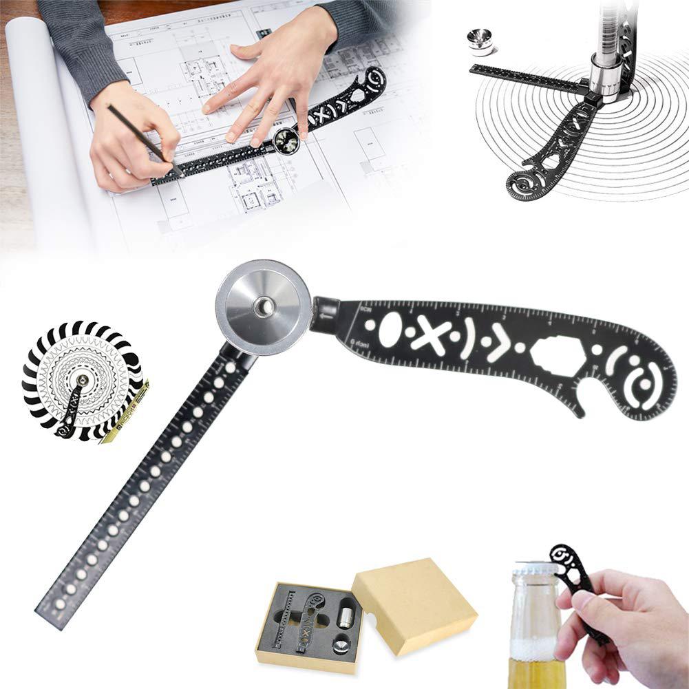 Multi-Function Drawing Tool Versatile Utensil Drawing Curved Ruler Mini Compass Protractor Combo Patterns Multi-Function r25